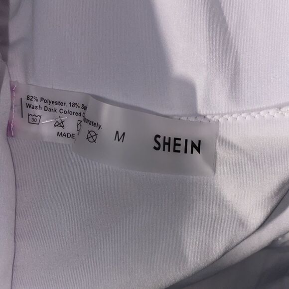 Shein Women's Blue Silver O-Ring Crisscross Back One Piece Swimsuit Medium NWOT - Picture 7 of 13